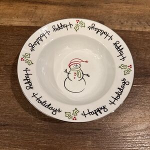 St. Nicholas Square TIS THE SEASON Soup 8-5/8" Bowl Snowman Happy Holidays Holly